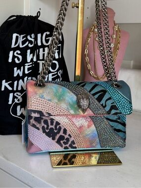 Kurt Geiger Kensington Multicolor Iridescent Animal Print Shoulder Bag